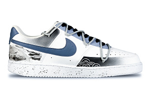 Nike Court Vision 1 Low Fantasy Battle Buddha Slip-Resistant Low-Top Skateboard Shoes Men's White Blue Black 1 2679934