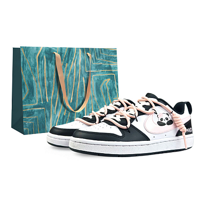 Nike Court Borough Slip-Resistant Low-Top Skateboard Shoes GS Black Pink