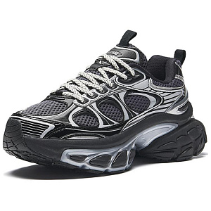 Anta Anti-Slip Wear-Resistant Low-Top Chunky Sneakers Women's Black Silver 1 2680297