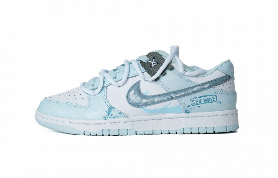 Nike Dunk Fashion Versatile Emerald Waves Endless Slip-Resistant Low-Top Skateboard Shoes Men's Blue White купить в интернет-магазине Yoocart с быстрой доставкой по России.