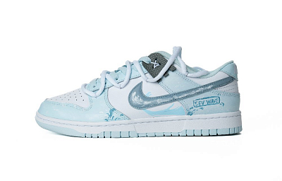 Nike Dunk Fashion Versatile Emerald Waves Endless Slip-Resistant Low-Top Skateboard Shoes Men's Blue White