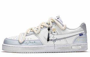 Nike Court Vision 1 Gradation Line Flower Island Box Low-Top Skateboard Shoes Men's White Blue 1 2680474