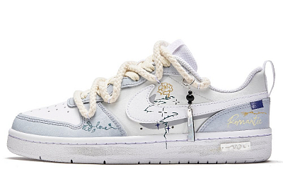 Nike Court Borough 2 Line Of Light And Shadow, Flower Isle Low Top Skateboard Shoes GS White Blue