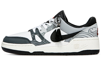 Nike Full Force Shockwave Wear-Resistant Slip-Resistant Low-Top Skateboard Shoes Men's White Black Gray
