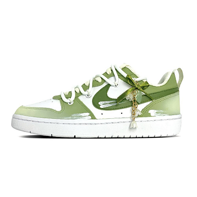 Nike Court Borough 2 Coverage Anti-Slip And Wear-Resistant Lightweight Low-Top Skateboard Shoes Women's Green White