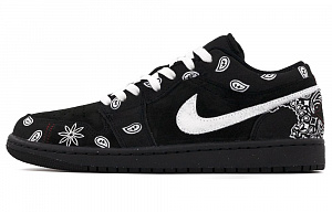 Jordan Air Jordan 1 Slip-Resistant Low-Top Vintage Basketball Shoes Men's Black White