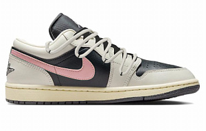 Jordan Air Jordan 1 Breathable Moisture-Wicking Coverage Low-Top Vintage Basketball Shoes Women's Black Beige Pink 1 2682419