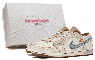 JORDAN Air JORDAN 1 Vintage Basketball Shoes Men Low Top Beige Blue