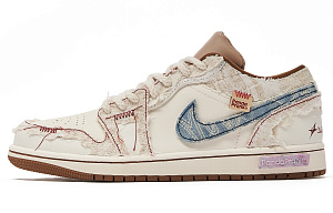 Jordan Air Jordan 1 Vintage Basketball Shoes Men's Low top Beige Blue 1 2684556