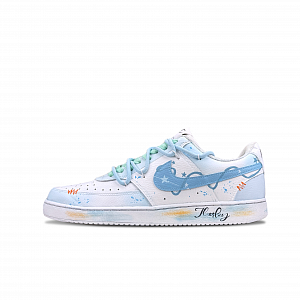 Nike Court Vision 1 Mechanical Demon Midsummer Dream Low-Top Skateboard Shoes Unisex White Blue 1 2685093