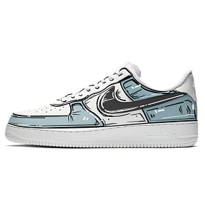 Nike Air Force 1 Comic Anime Anti-Slip Wear-Resistant Low-Top Skateboard Shoes Women's Blue White