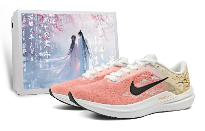 Nike Air Winflo 10 Cushioned Slip-Resistant Low-Top Running Shoes Women's Pink Yellow