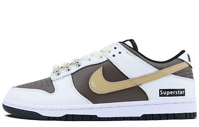 Nike Dunk Anti Slip Wear Resistant Low Top Skateboard Shoes Unisex White Yellow Brown