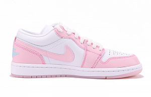 Jordan Air Jordan 1 Slip-Resistant Coverage Low-Top Vintage Basketball Shoes Unisex Pink White 1 2685931