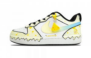 Nike Court Borough Slip-Resistant Lightweight Impact Resistance Low-Top Skateboard Shoes GS White Yellow