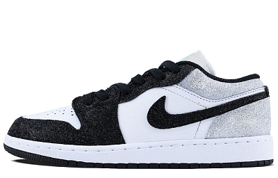Jordan Air Jordan 1 Anti-Slip Wear-Resistant Low-Top Vintage Basketball Shoes GS Black Silver