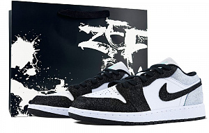 Jordan Air Jordan 1 Anti-Slip Wear-Resistant Low-Top Vintage Basketball Shoes GS Black Silver
