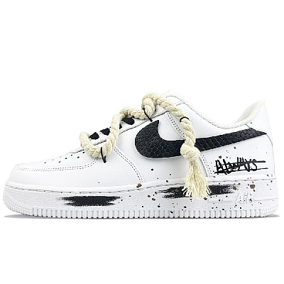 Nike Air Force 1 Coverage Low-Top Skateboard Shoes Unisex White Black