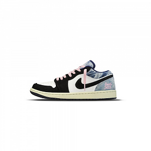 Jordan Air Jordan 1 Cushioning Anti-Slip And Wear-Resistant Low-Top Vintage Basketball Shoes Men's Black Pink Blue
