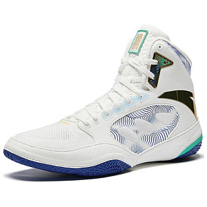 Anta Anti-Slip Wear-Resistant High-Top Professional Wrestling Shoes Men's White Black Blue 1 2687344