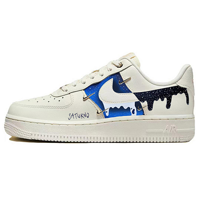 Nike Air Force 1 Slip-Resistant Impact Resistance Quick Dry Low-Top Skateboard Shoes Women's White Blue