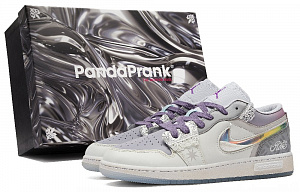 Jordan Air Jordan 1 Low Abrasion-Resistant Low-Top Vintage Basketball Shoes GS Silver Gray Purple