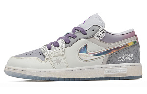Jordan Air Jordan 1 Low Abrasion-Resistant Low-Top Vintage Basketball Shoes GS Silver Gray Purple 1 2688667