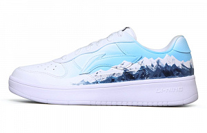 LiNing Pontoon Boats Anti-Slip And Wear-Resistant Breathable Low-Top Skateboard Shoes Men's White Blue