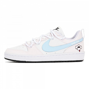 Nike Court Borough Skateboard Shoes Women's Low-Top White Blue Pink