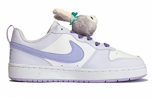 Nike Court Borough Cushioned Slip-Resistant Water-Resistant Low-Top Skateboard Shoes GS White Purple 1 2689339