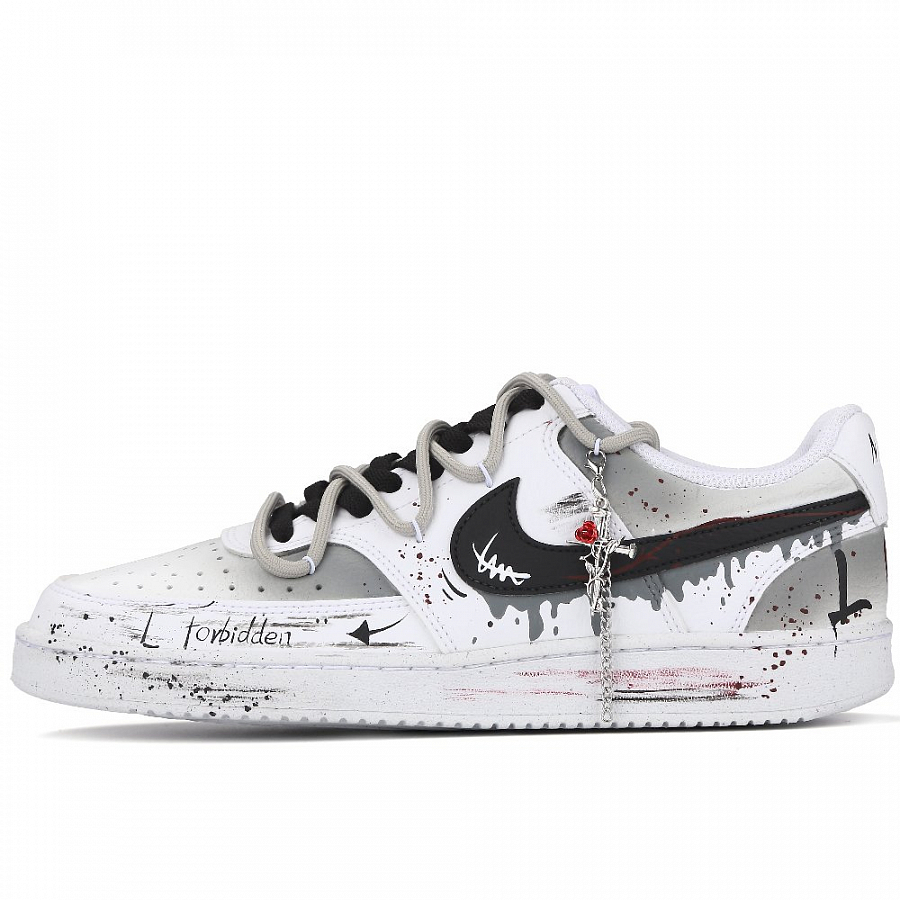 Nike Court Vision 1 Forbidden Love Abrasion-Resistant Slip-Resistant Low-Top Skateboard Shoes Unisex Black White купить в интернет-магазине Yoocart с быстрой доставкой по России.