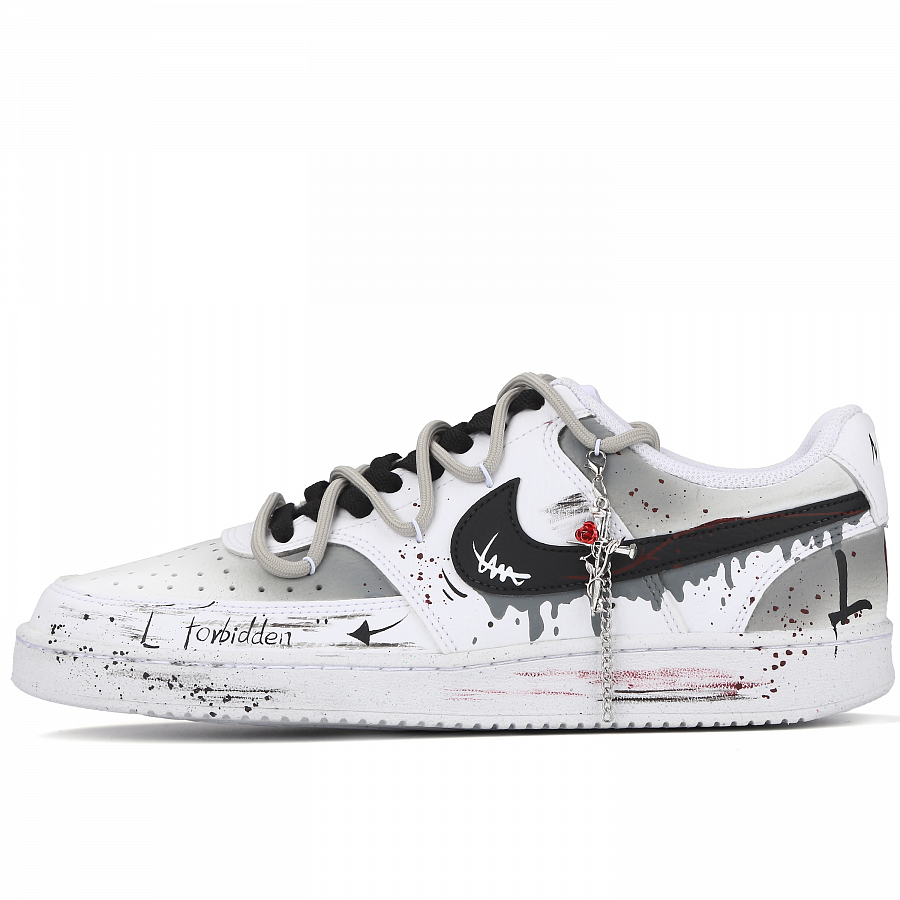 Nike Court Vision 1 Forbidden Love Abrasion-Resistant Slip-Resistant Low-Top Skateboard Shoes Unisex Black White купить в интернет-магазине Yoocart с быстрой доставкой по России.