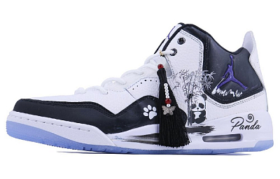 Jordan Courtside 23 Panda SDS Slip-Resistant Mid-Top Vintage Basketball Shoes Men's Black White