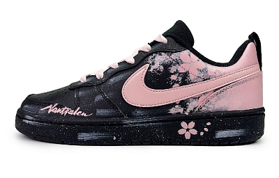 Nike Court Borough Slip-Resistant Low-Top Skateboard Shoes GS Black Pink