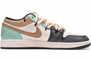 Jordan Air Jordan 1 Anti-Slip Wear-Resistant Low-Top Vintage Basketball Shoes Men's Green Black 1 2690317