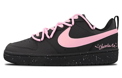 Nike Court Borough 2 Cream-Filled Dark Chocolate Anti-Slip Wear-Resistant Low-Top Skateboard Shoes Women's Black Pink