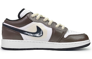 Jordan Air Jordan 1 Linden Cushioned Slip-Resistant Low-Top Vintage Basketball Shoes Men's White Brown 1 2691027