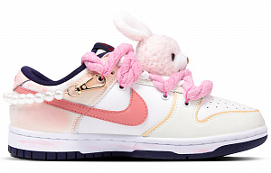 Nike Dunk Anti-Slip Wear-Resistant Low-Top Skateboard Shoes Women's White Pink 1 2691083