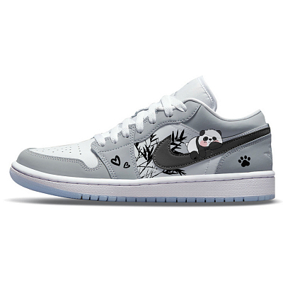 Jordan Air Jordan 1 Wear-Resistant Slip-Resistant Low-Top Vintage Basketball Shoes Women's Gray White