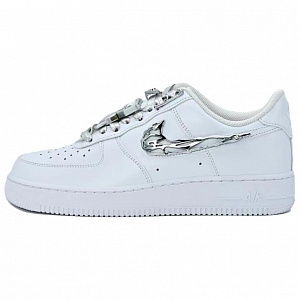 Nike Air Force 1 Metal Knight Wear-Resistant Slip-Resistant Low-Top Skateboard Shoes Women's Silver White