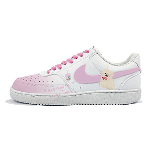 Nike Court Vision Slip Resistant Shock Absorbers Low Top Skateboard Shoes Men's White Pink