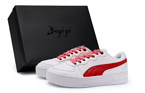 PUMA Skye Non-slip Lightweight Low-Top Skateboard Shoes Women's White Red