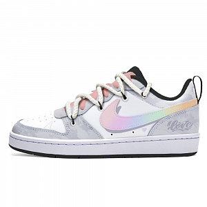 Nike Court Borough Free Panda Rainbow Unicorn Anti-Slip Wear-Resistant Low-Top Kids' Skateboarding Shoes Gray White