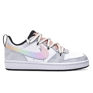 Nike Court Borough Free Panda Rainbow Unicorn Anti-Slip Wear-Resistant Low-Top Kids' Skateboarding Shoes Gray White 1 2692520