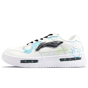 LiNing Pontoon Boats Anti-Slip And Wear-Resistant Breathable Low-Top Skateboard Shoes Men's White Blue 1 2693202