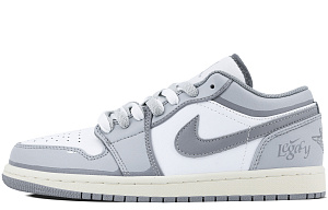 Jordan Air Jordan 1 Anti-Slip Wear-Resistant Low-Top Vintage Basketball Shoes Men's White Gray 1 2693272