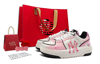 MLB Chunky Liner Wear-Resistant Height Increasing Low-Top Skateboard Shoes Unisex Pink