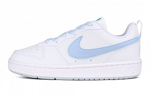 Nike Court Borough Anti Slip Wear Resistant Low Top Skateboard Shoes GS White Blue