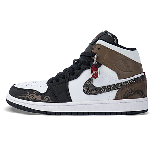 Jordan Air Jordan 1 Mid-Top Vintage Basketball Shoes Men's Black White Brown 1 2693550