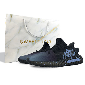 Adidas Originals Yeezy Boost 350 V2 Slip-Resistant Low-Top Casual Shoes Unisex Black Blue